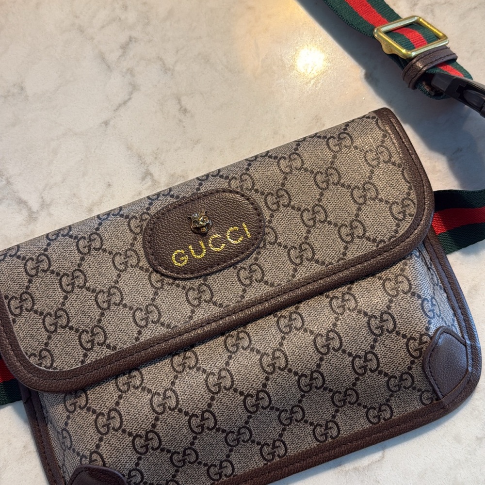 Upcycled Beige and Brown Monogram Shoulder Bag